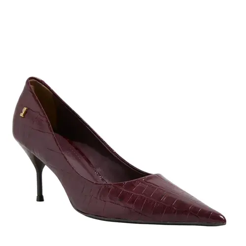 Scarpin Couro Croco Italiano Salto Agulha