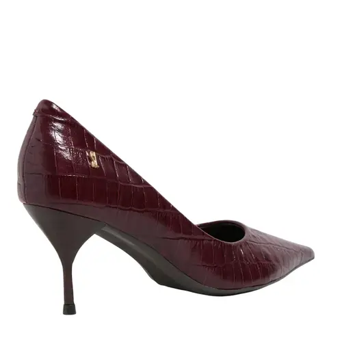 Scarpin Couro Croco Italiano Salto Agulha