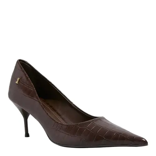 Scarpin Couro Croco Italiano Salto Agulha