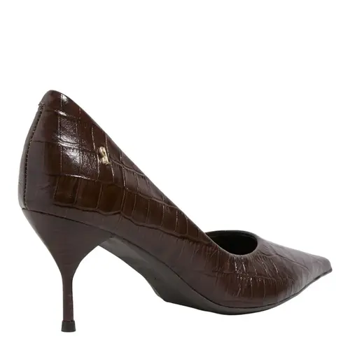 Scarpin Couro Croco Italiano Salto Agulha