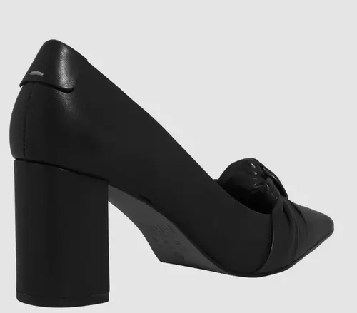 Scarpin Nó Couro Pelica Salto Bloco