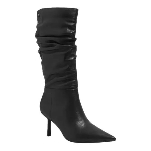 Bota Drapeado Couro Soft Bico Fino