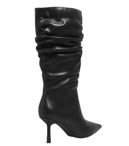 Bota Drapeado Couro Soft Bico Fino