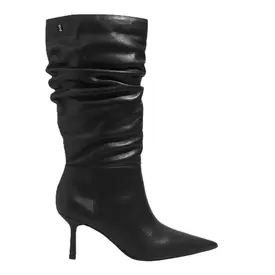 Bota Drapeado Couro Soft Bico Fino