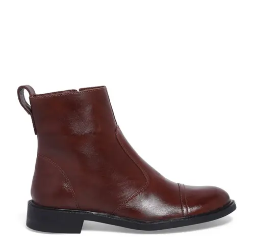 Bota Couro Cano Curto Salto Baixo