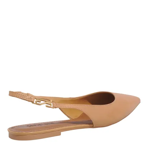 Sapatilha Slingback Couro Bico