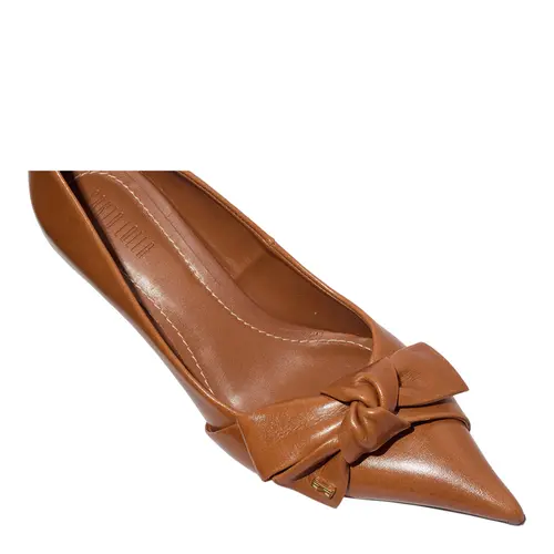 Scarpin Couro Confort Safari Bico Fino
