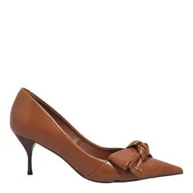 Scarpin Couro Confort Safari Bico Fino
