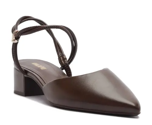 Scarpin Slingback Tiras Finas Detalhe Metal