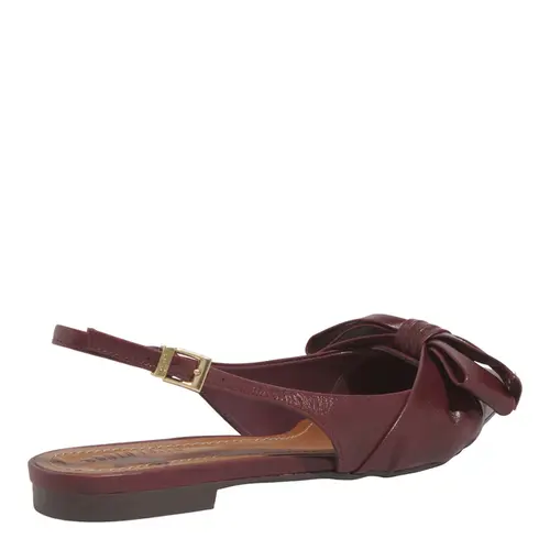 Sapatilha Slingback Couro Bico Fino Laço