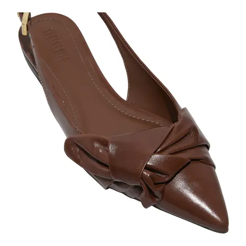 Sapatilha Slingback Couro Bico Fino Laço