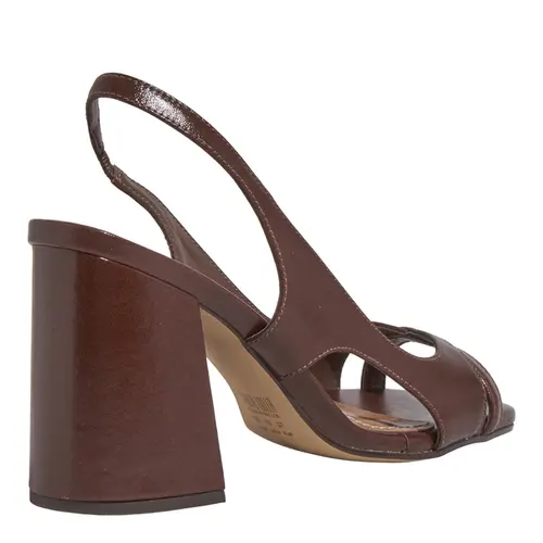 Sandália Peep Toe Slingback Couro