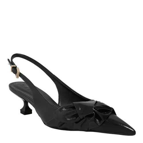 Slingback Couro Bico Fino Laço