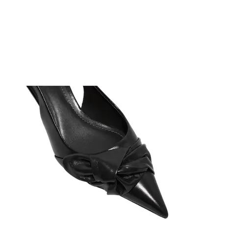 Slingback Couro Bico Fino Laço