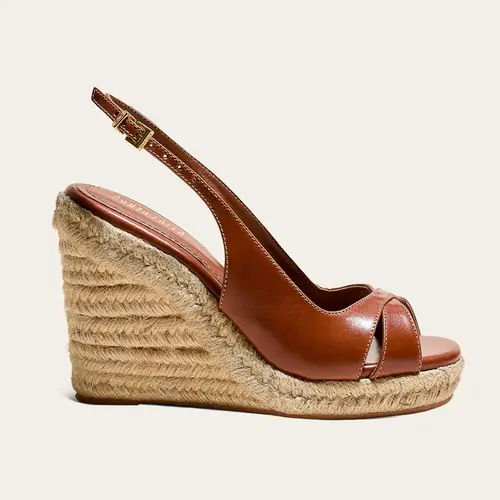 Espadrille Slingback Couro Anabela