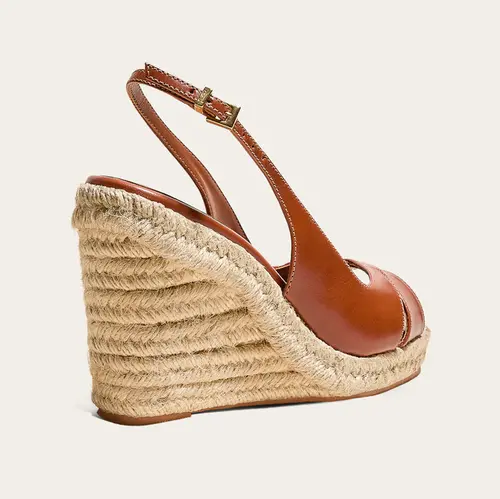 Espadrille Slingback Couro Anabela